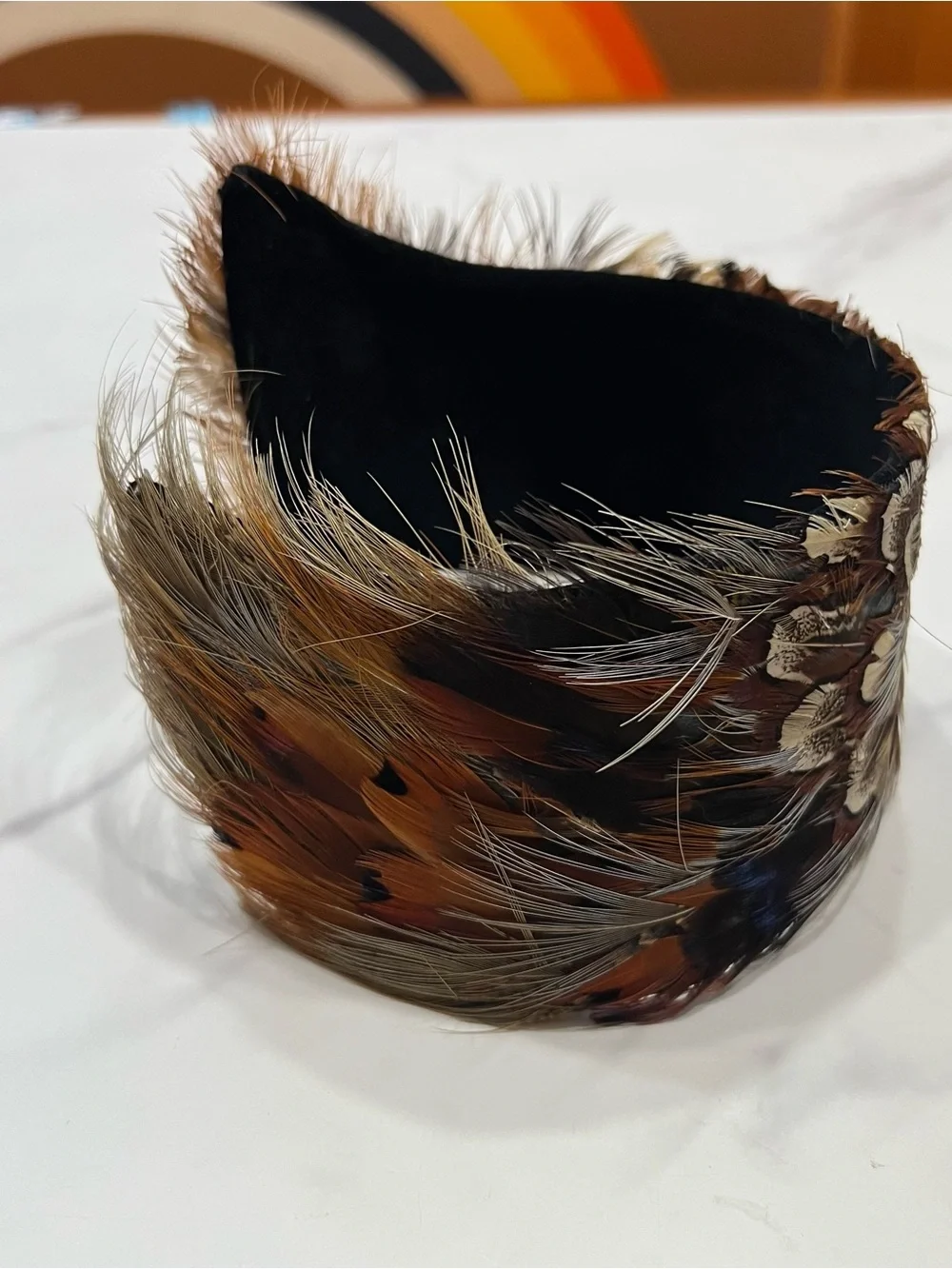 Vintage 40s/50s Pheasant Feather Headband Half Hat Fascinator Pin Up Whimsy